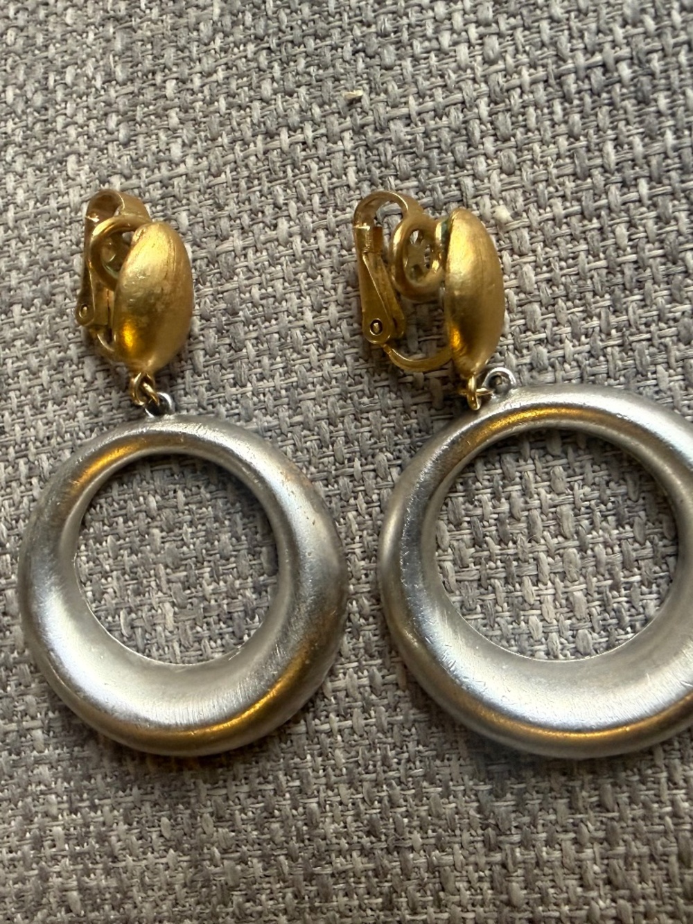 Vintage Crown Tifari clip on hoop earrings
